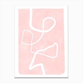 Pastel Pink Abstract One Line Canvas Print