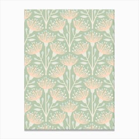 AUSTRALIAN EUCALYPTUS Floral in Apricot Orange Mint Eggshell on Vintage Cottage Sage Green Canvas Print