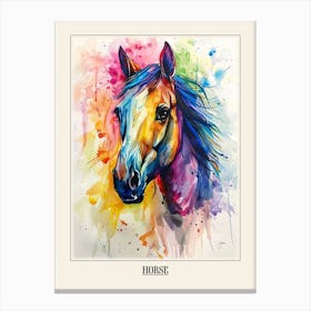 Horse Colourful Watercolour 1 Poster Canvas Print