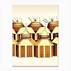 Row Of Beehives 2 Vintage Canvas Print