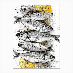 Sardines art with lemon Canvas Print