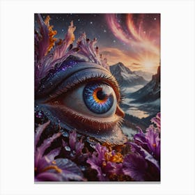 Cosmic Bloom: The Watchful Eye Canvas Print