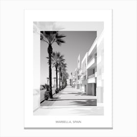 Poster Of Marbella, Spain, Black And White Old Photo 2 Canvas Print