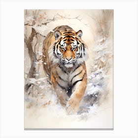 Tiger Art In Chinese Brush Painting Style 2 Canvas Print