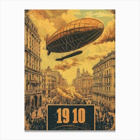 Aihrgdesign A Vintage Poster Of An Early Airship Soaring Abov 094872b1 7402 4bb1 8862 6f13ea3ea965 0 Canvas Print