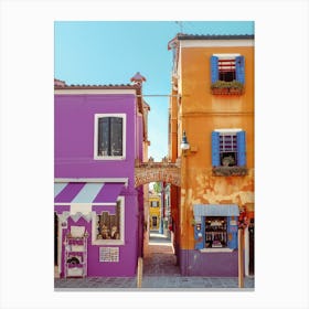 Colorful Houses In Burano, Italy Canvas Print
