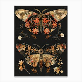Night Butterflies William Morris Style 9 Canvas Print
