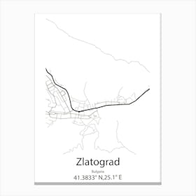 Zlatograd,Bulgaria Minimalist Map Canvas Print