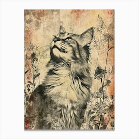 Maine Coon Cat Japanese Illustration 4 Canvas Print