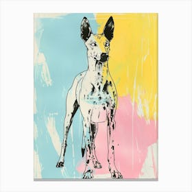 Pastel Watercolour Ibizan Hound Dog Line Illustration 3 Canvas Print
