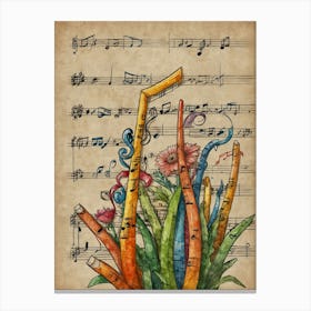 Saxophone And Flowers Canvas Print