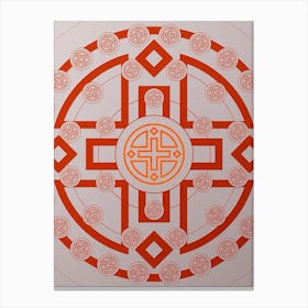 Geometric Abstract Glyph Circle Array in Tomato Red n.0145 Canvas Print