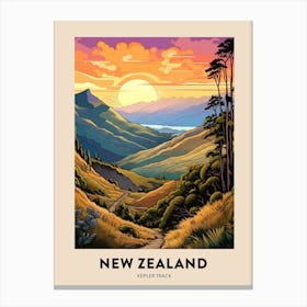 Kepler Track New Zealand 1 Vintage Hiking Travel Poster Canvas Print