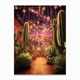 Cacti Room With Disco Balls 1 Canvas Print