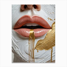 Gold Paint Lips no2 Canvas Print