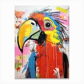 Parrot Street Magic: Neo-Expressionist Basquiat Beauty Canvas Print