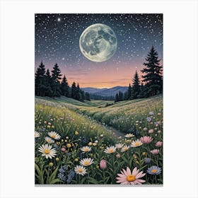 Moonlight In The Meadow no2 Canvas Print