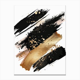 Gold And Black Brush Strokes 7 Canvas Print