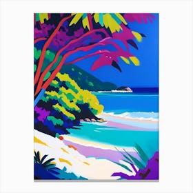 Seychelles Beach Colourful Painting Tropical Destination Canvas Print