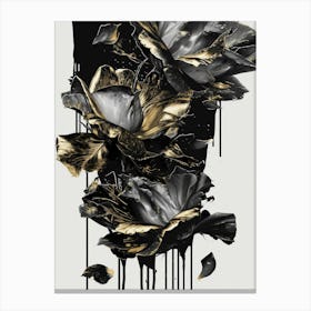 Black And Gold Roses Canvas Print