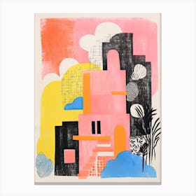 A House In Australia, Abstract Risograph Style 2 Canvas Print