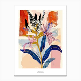 Colourful Flower Illustration Poster Lobelia 1 Canvas Print