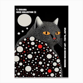 Yayoi Kusama Inspired Cat Red Black Poster Canvas Print