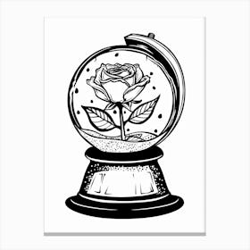 Rose In A Globe Line Drawing 3 Canvas Print