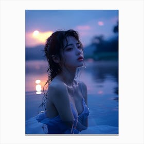 Asian Girl In Water Canvas Print
