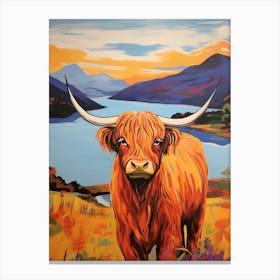Highland Cow Paint Illustration 1 Canvas Print