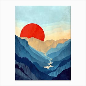 Sunset In The Mountains, Minimalism Canvas Print