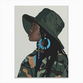 African Woman In Camouflage Canvas Print