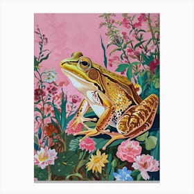 Floral Animal Painting Frog 2 Canvas Print