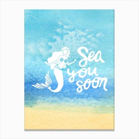 Sea you soon - travel poster, vector art, positive tropical motivation 22 Canvas Print