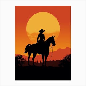 Silhouette Cowgirl 2 Canvas Print