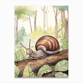 Storybook Animal Watercolour Snail Canvas Print