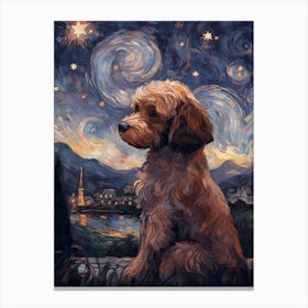 Cavapoo Cavoodle Starry Night Dog Portrait Canvas Print