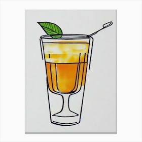Aperol Spritz Minimal Line Drawing With Watercolour Cocktail Poster Canvas Print