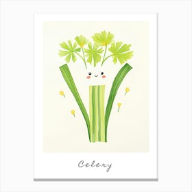 Friendly Kids Celery Poster Canvas Print