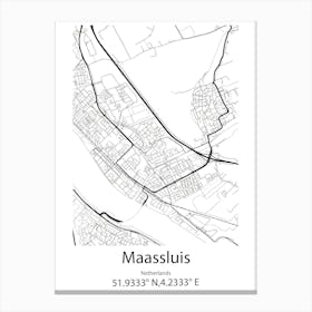 Maassluis,Netherlands Minimalist Map Canvas Print