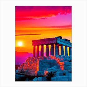 The Acropolis Greece Sunset Canvas Print