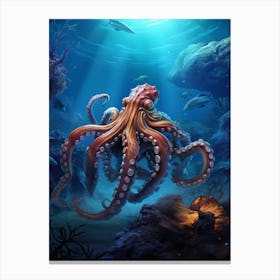 Defensive Octopus Illustration 1 Canvas Print