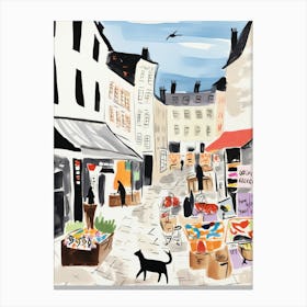 The Food Market In Lyon 1 Illustration Canvas Print