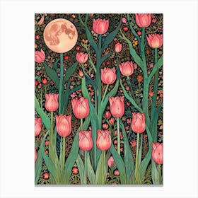 William Morris Pink Tulips Canvas Print