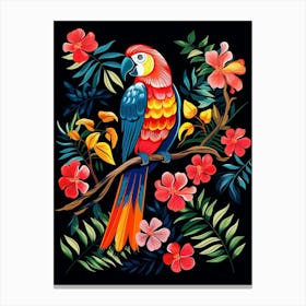 Folk Bird Illustration Parrot 2 Canvas Print