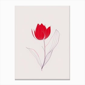 Red Lotus Minimal Line Drawing 2 Canvas Print