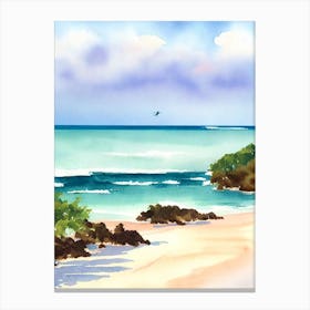Crane Beach 3, Barbados Watercolour Canvas Print