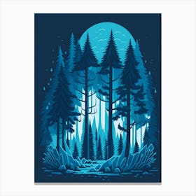 A Fantasy Forest At Night In Blue Theme 97 Canvas Print