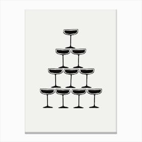 Neutral Champagne Prosecco Fountain Canvas Print