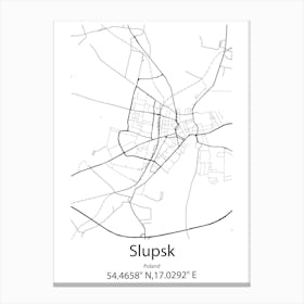 Slupsk,Poland Minimalist Map Canvas Print